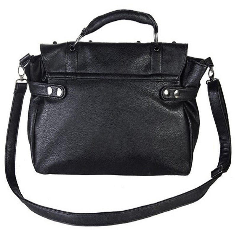 FiveloveTwo Personality Womens Handbag Purse Skull Rivet Top Handle Shoulder Crossbody Bag Middle Punk Satchel Tote Blackâ€¦ - Image 3